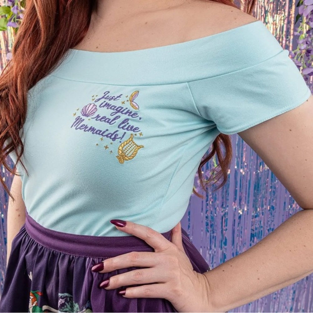 Loungefly Stitch Shoppe Disney Peter Pan Mermaid Lagoon Embroidered Dizzy Top